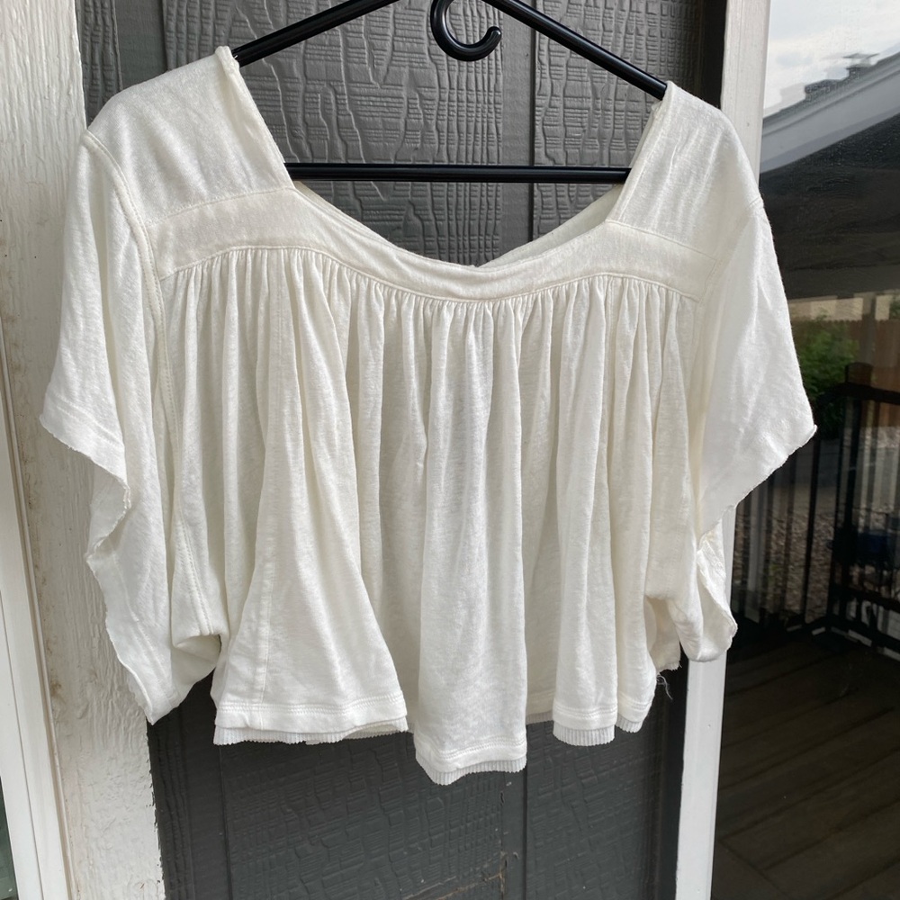 Free People White Flowly Crop Top
